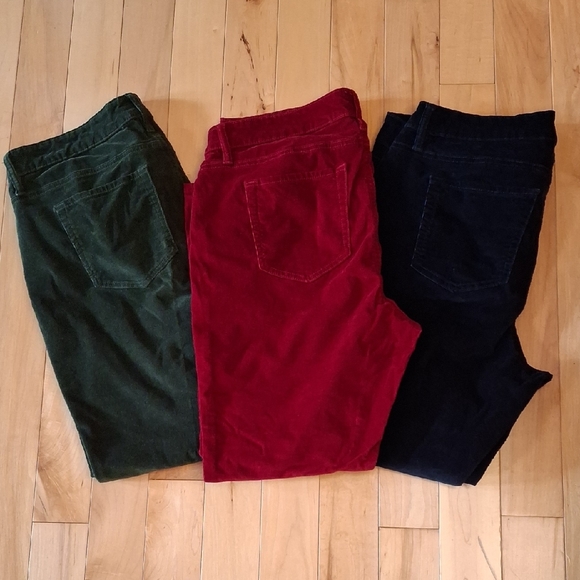 Cranberry Red/Olive Green/Black 3x Corduroy Pants sz 16 - Picture 3 of 4